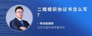二婚婚前协议书怎么写？
