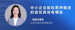 中小企业股权质押融资的途径具体有哪些