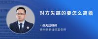 对方失踪的要怎么离婚