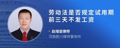 劳动法是否规定试用期前三天不发工资