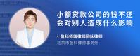 小额贷款公司的钱不还会对别人造成什么影响
