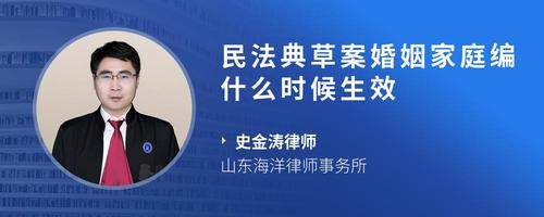 民法典草案婚姻家庭编什么时候生效