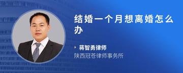 结婚一个月想离婚怎么办