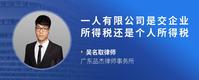 一人有限公司是交企业所得税还是个人所得税