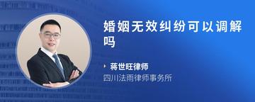 婚姻无效纠纷可以调解吗