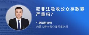 犯非法吸收公众存款罪严重吗?