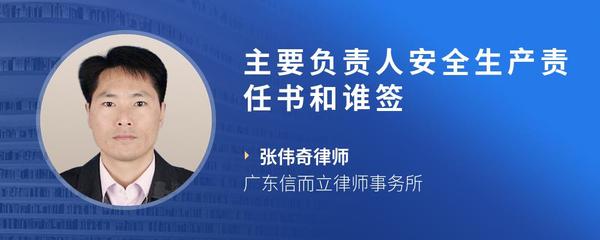主要负责人安全生产责任书和谁签