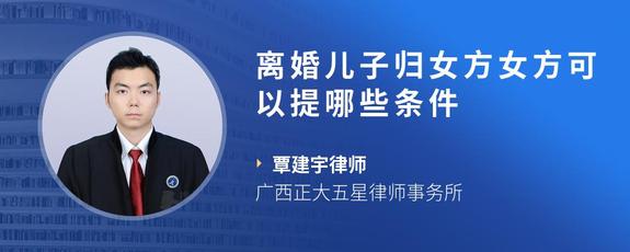 离婚儿子归女方女方可以提哪些条件